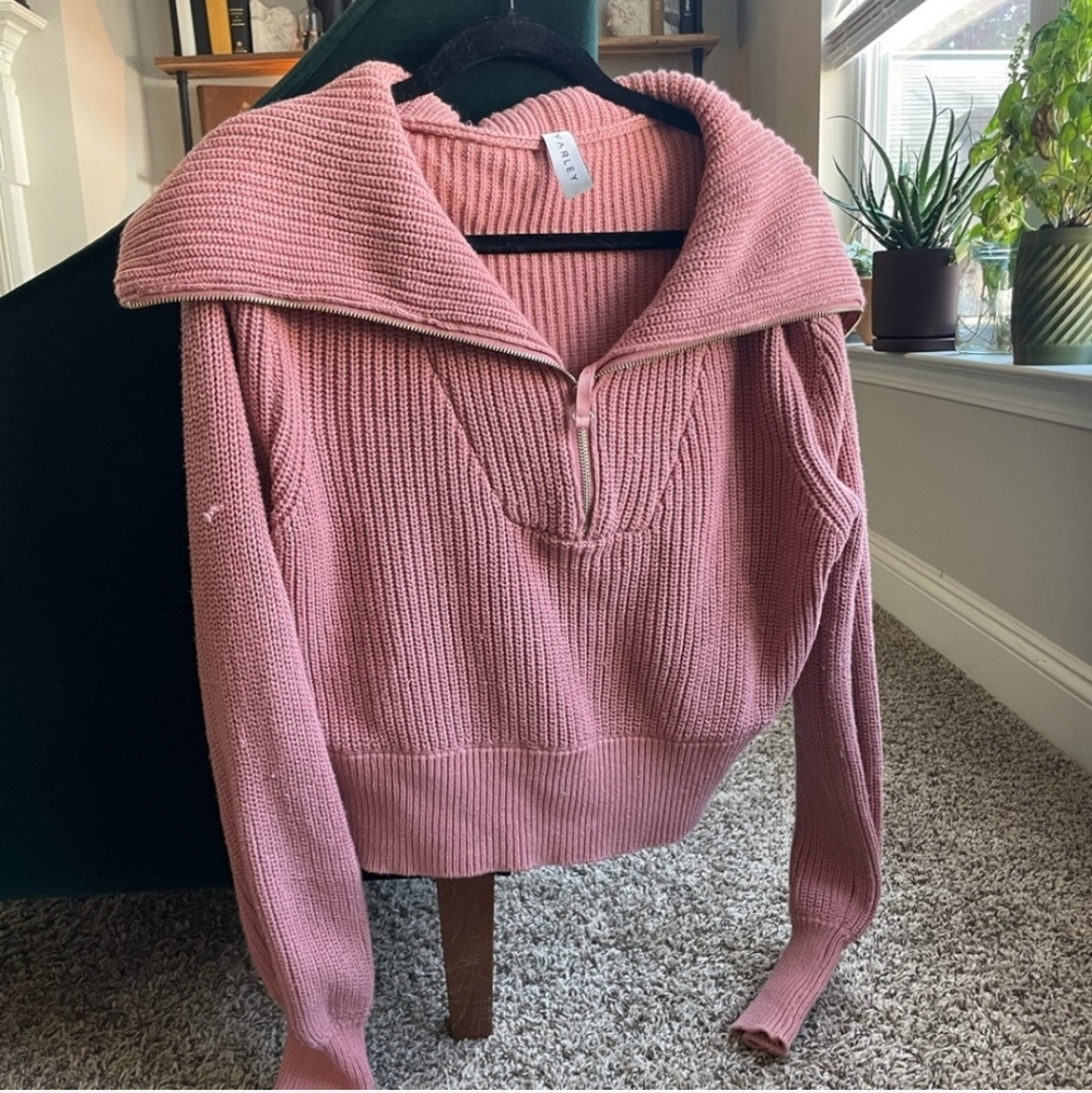 Varley Mentone Rose pink half zip sweater